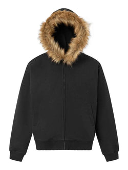 Men's Fur-Trimmed Zip-Up Hoodie