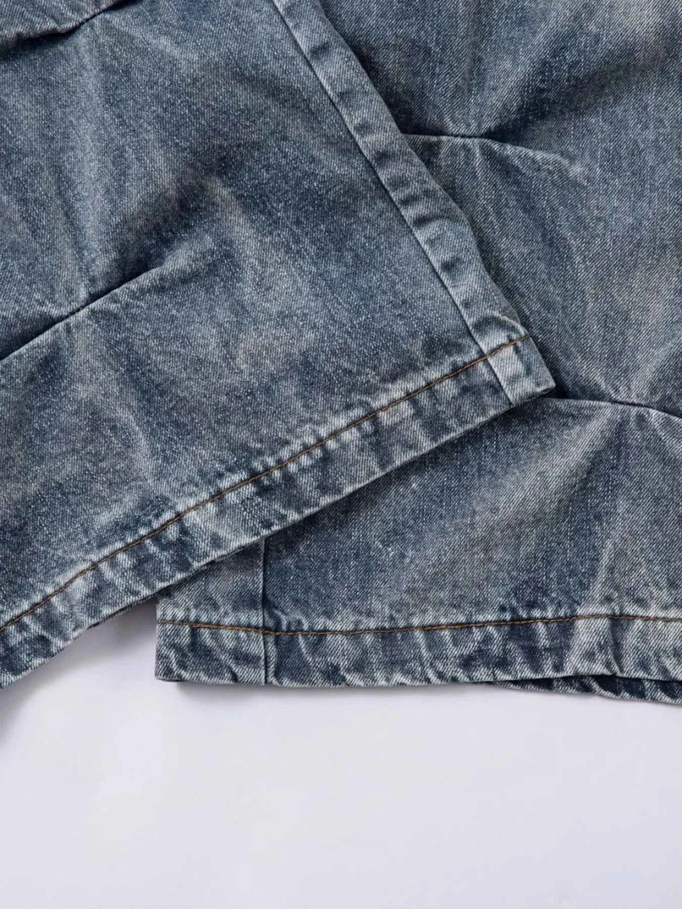 Men's Ruched Wide Leg Jeans