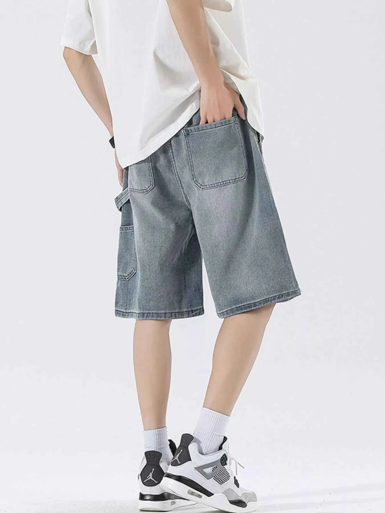 Men's Full Size Drawstring Wide-Leg Denim Shorts Plus Size