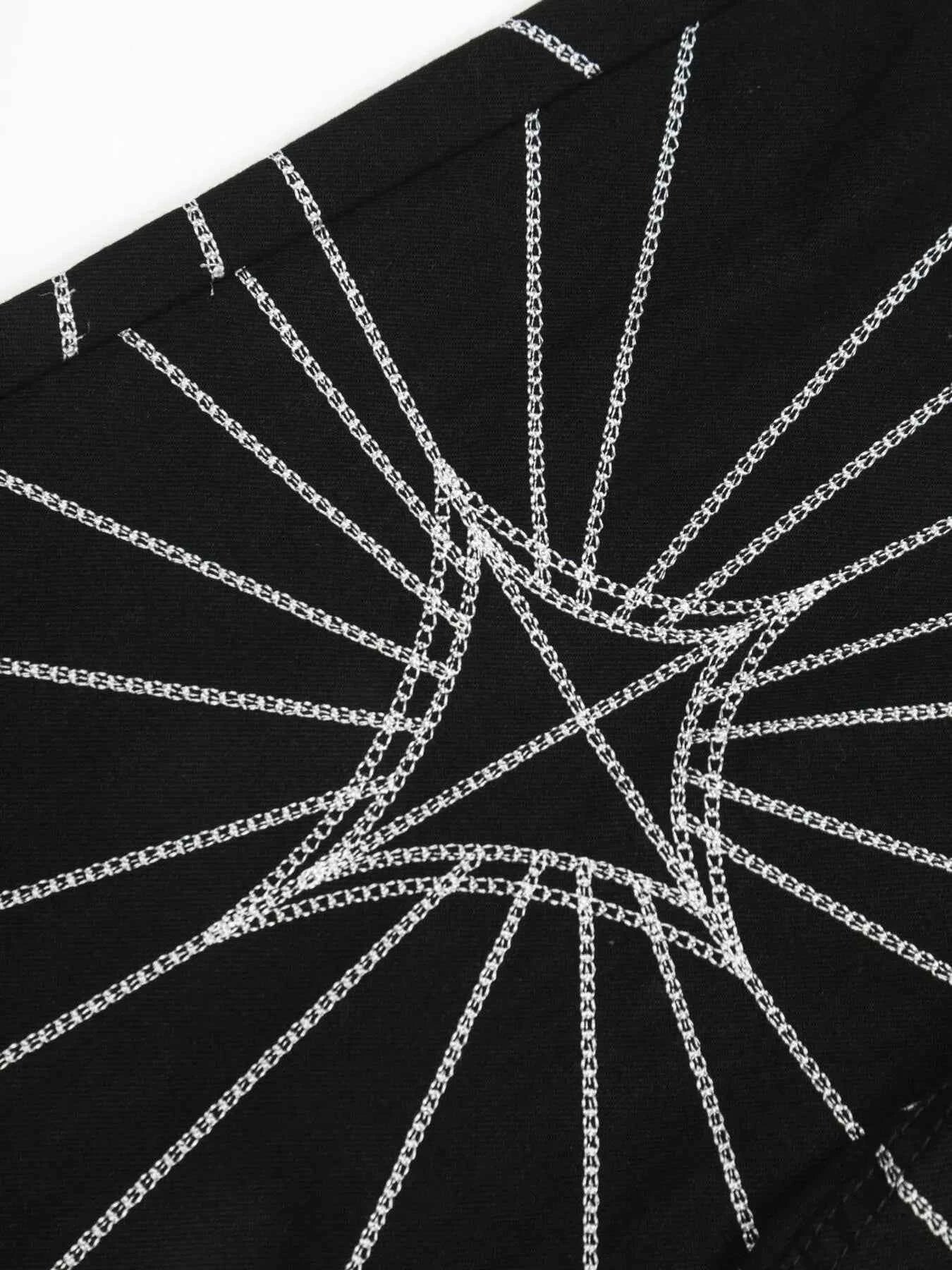 Men's Spider Web Embroidered Flared Jeans