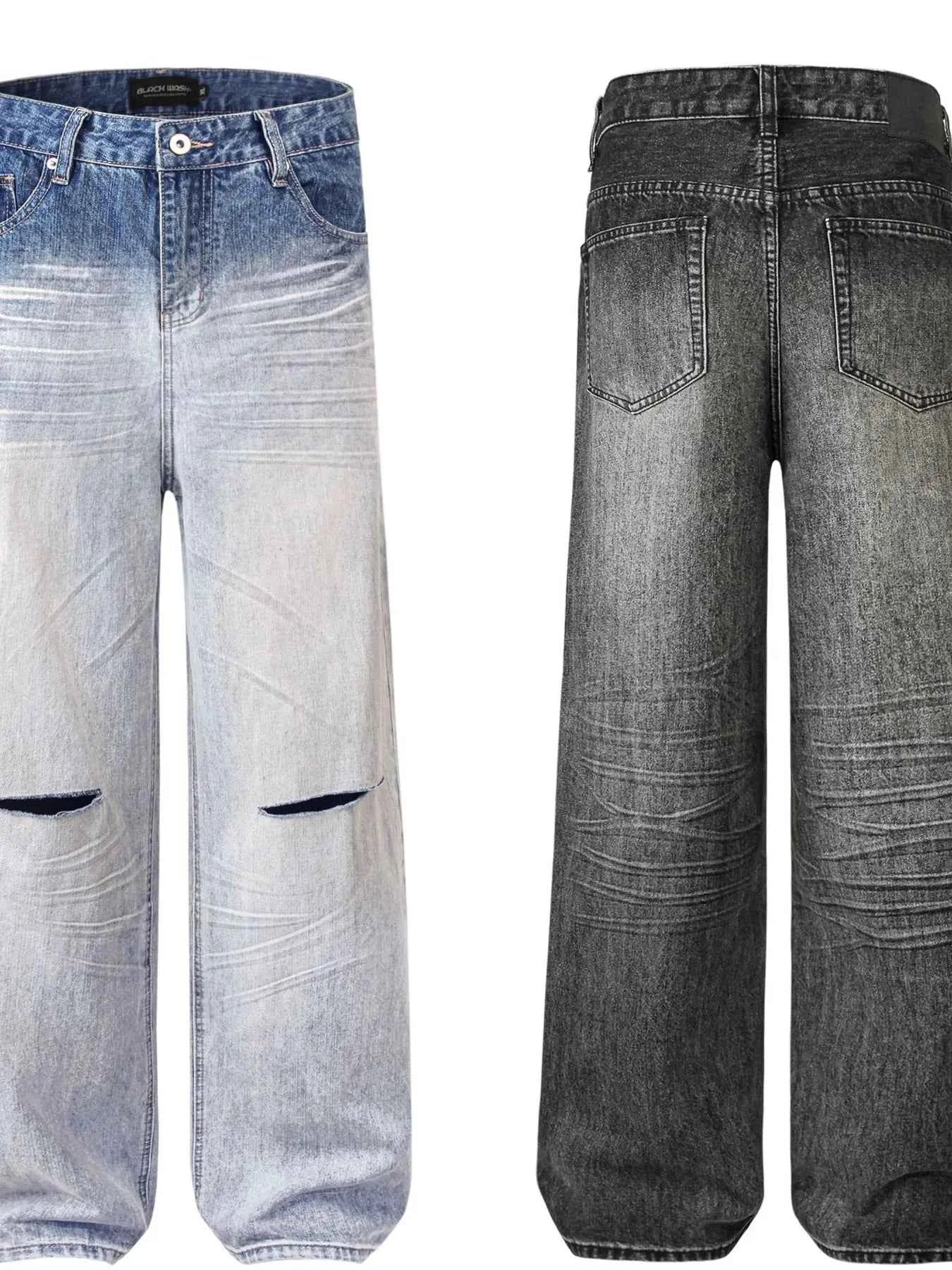 Men's Distressed Wide Leg Jeans