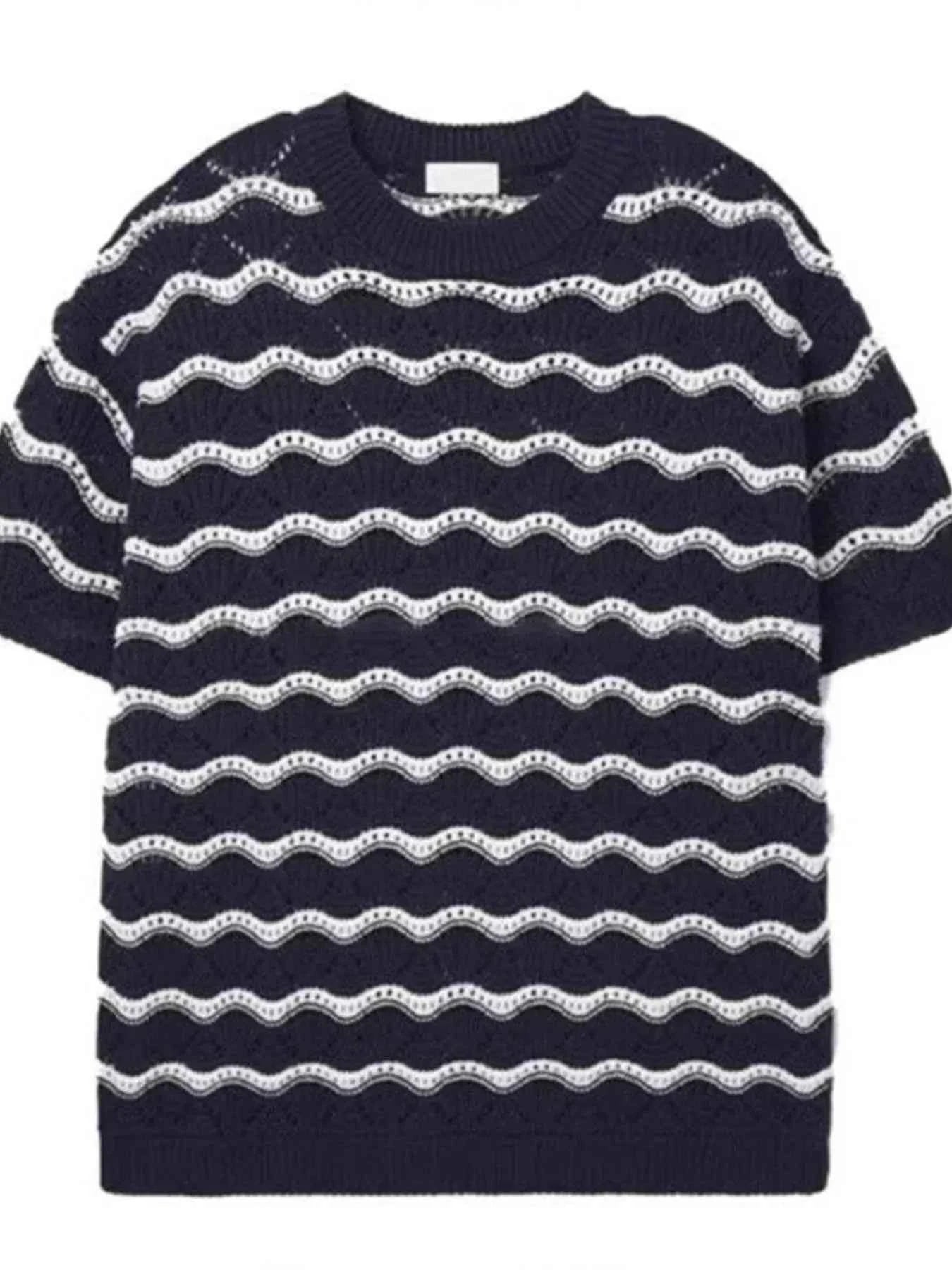 Men's Plus Size Wavy Stripe Contrast Knit Top