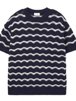 Men's Plus Size Wavy Stripe Contrast Knit Top