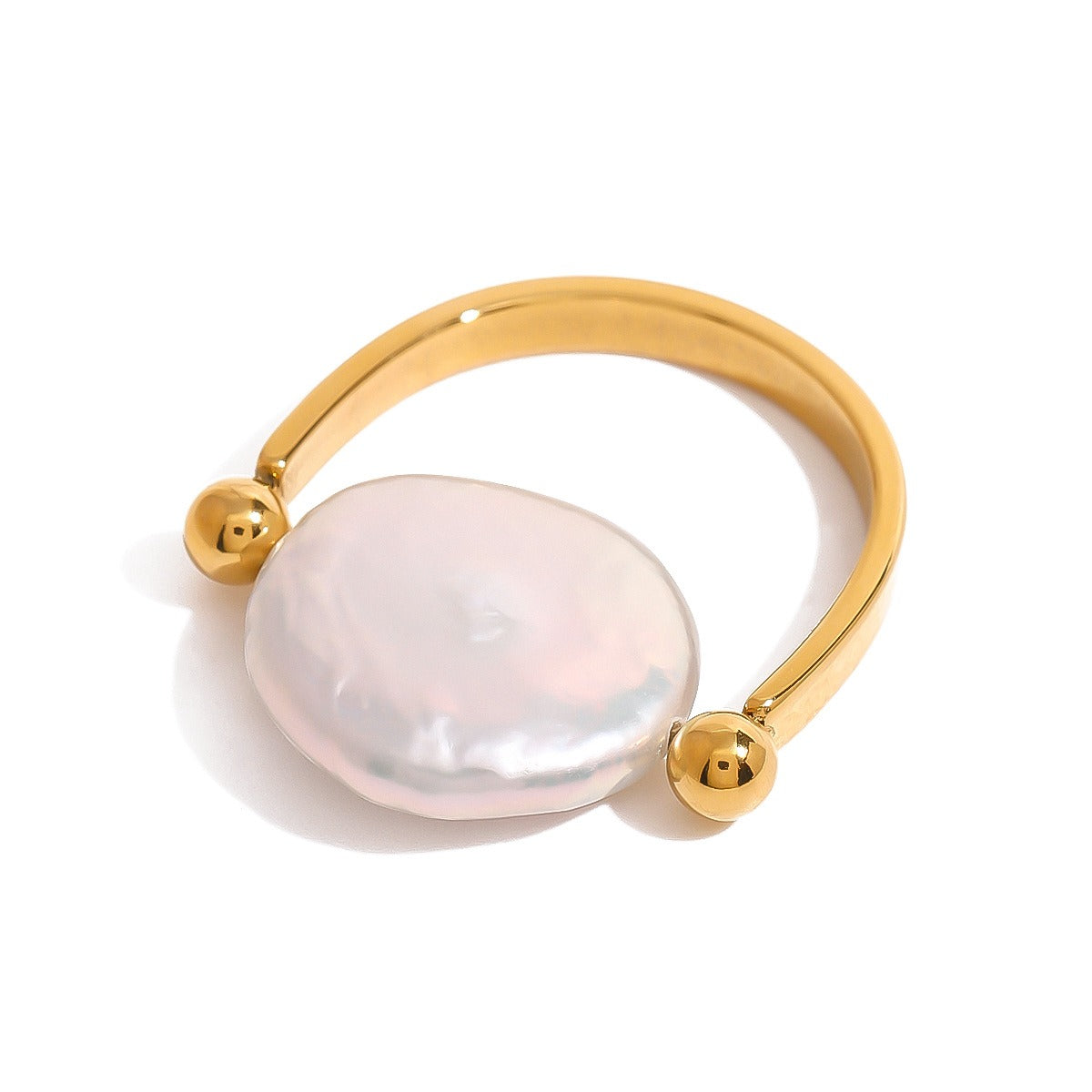 18K Gold Button Pearl Lux Ring - Damned Threads