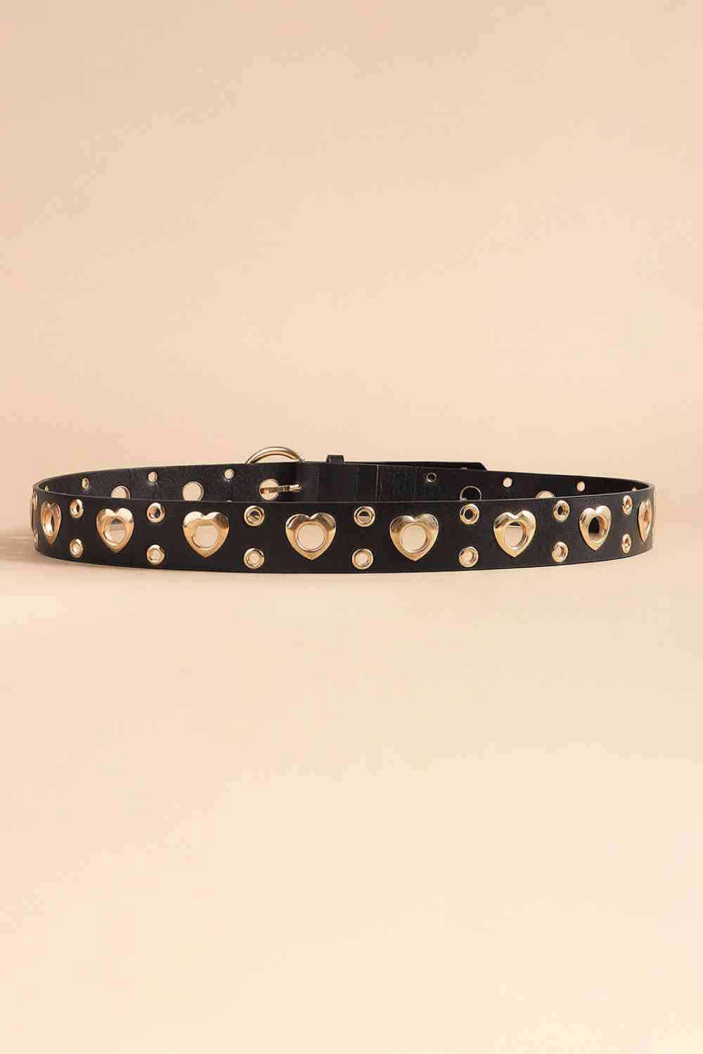 Heart Shape Alloy Detail PU Leather Belt - Damned Threads