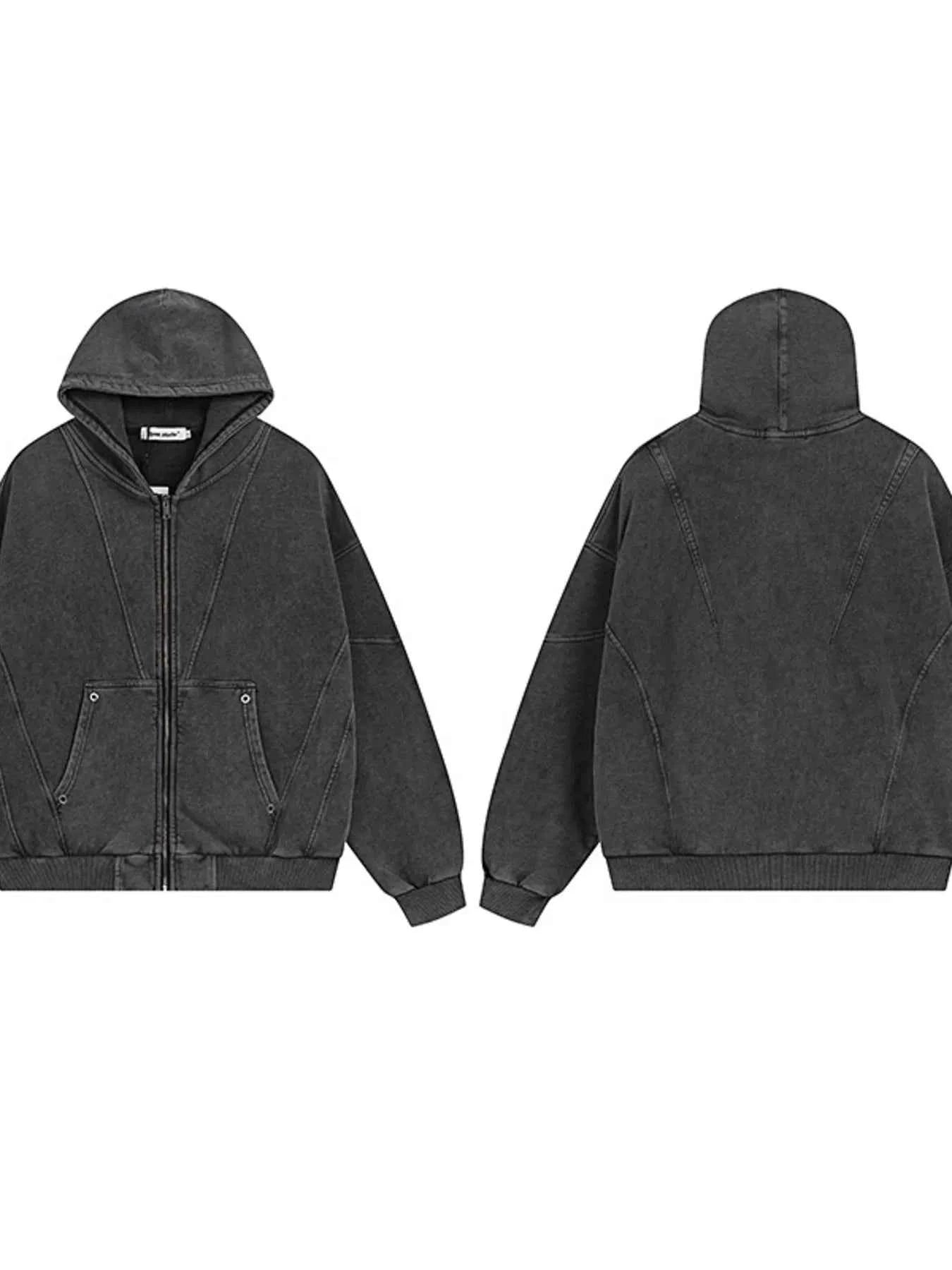 Men's Zip Up Washed Oversized Hoodie