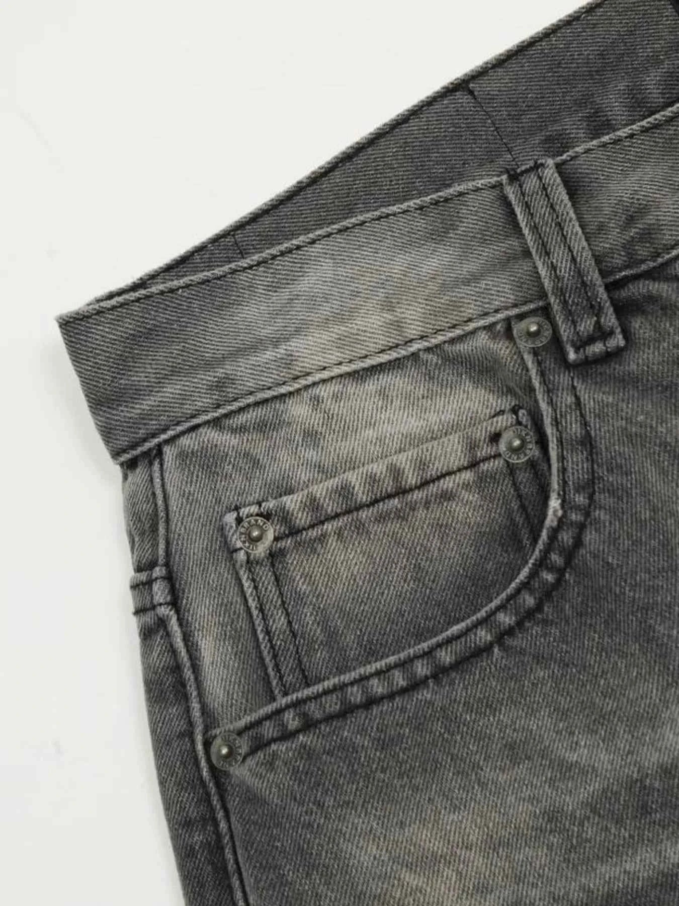 Men's Vintage Washed Distressed Wide-Leg Jeans