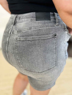 Judy Blue Full Size High Waist Washed Denim Shorts - Damned Threads