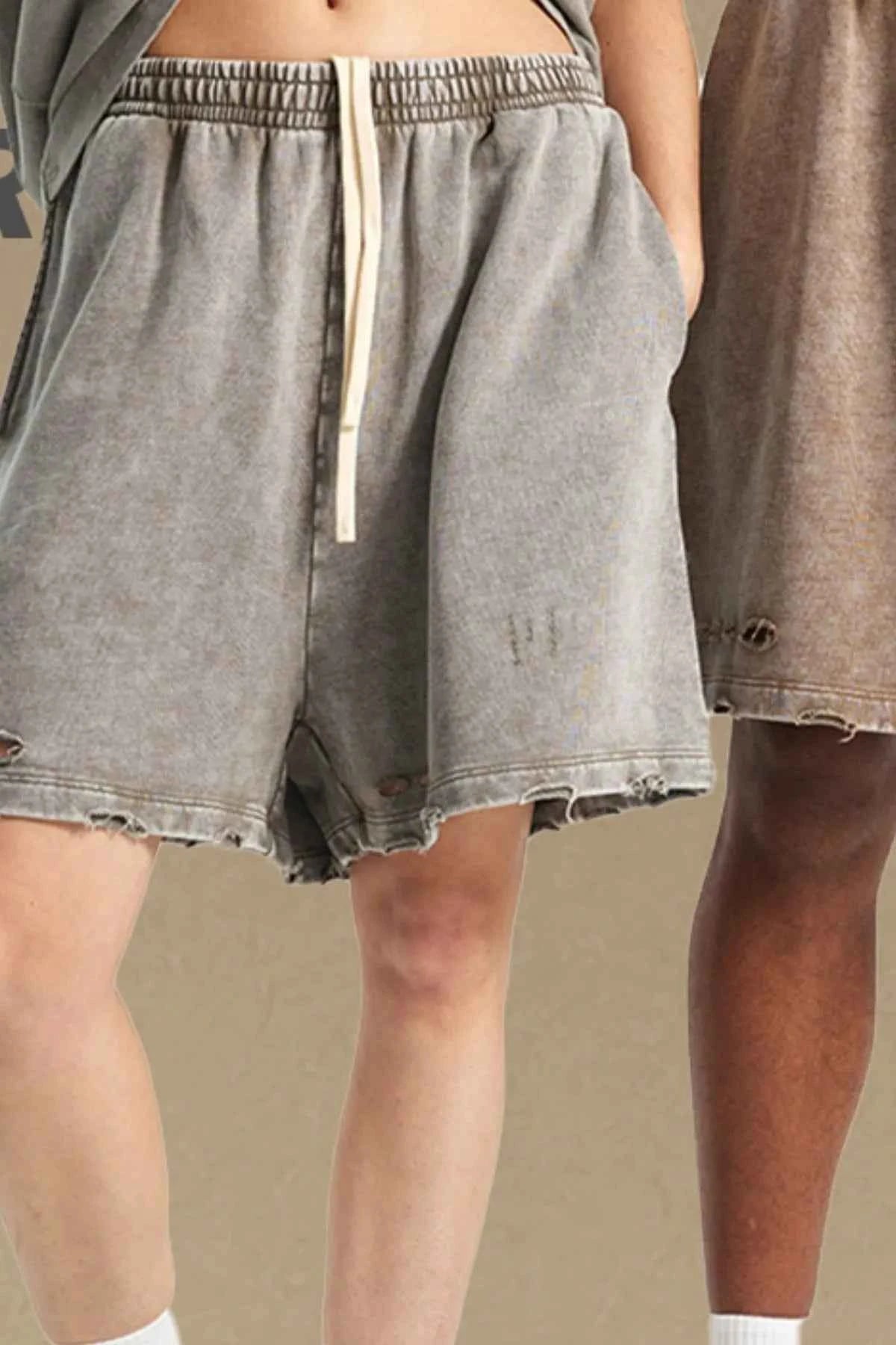 Men's Distressed Drawstring Shorts