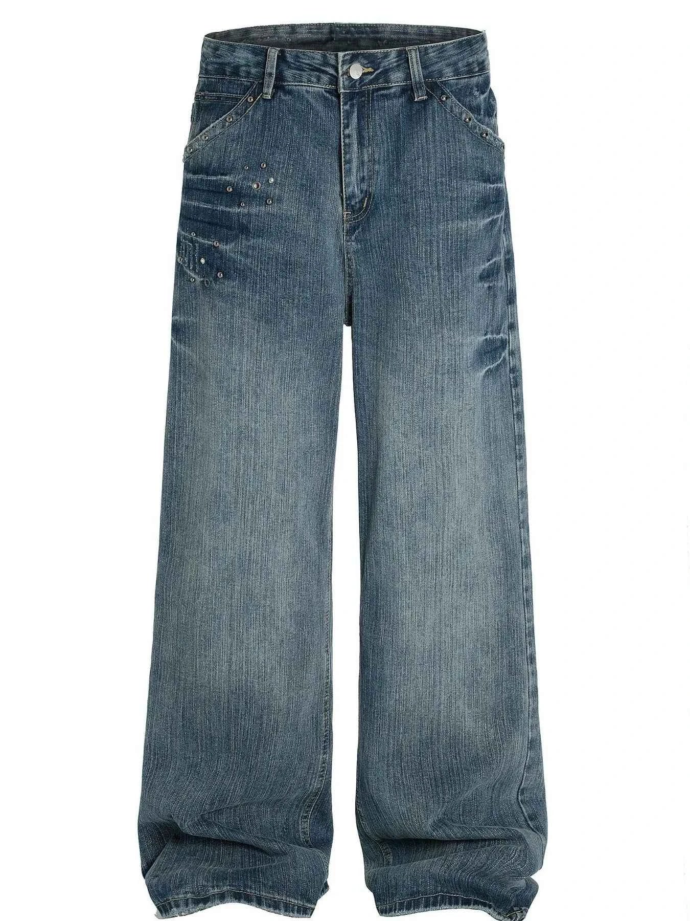 Men's Washed Wide Leg Jeans