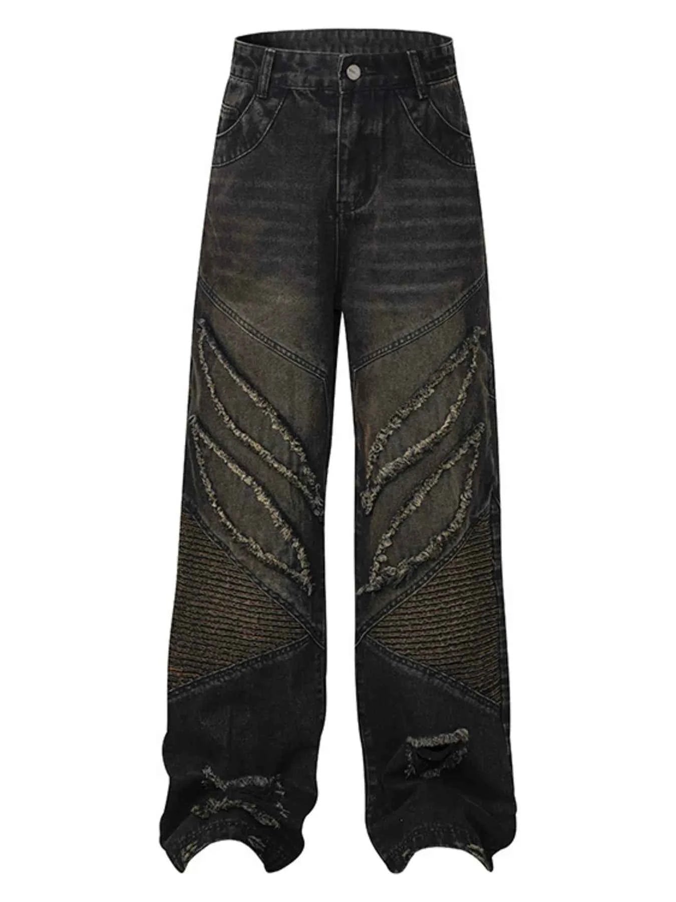 Men's Frayed Hem Loose Fit Jeans