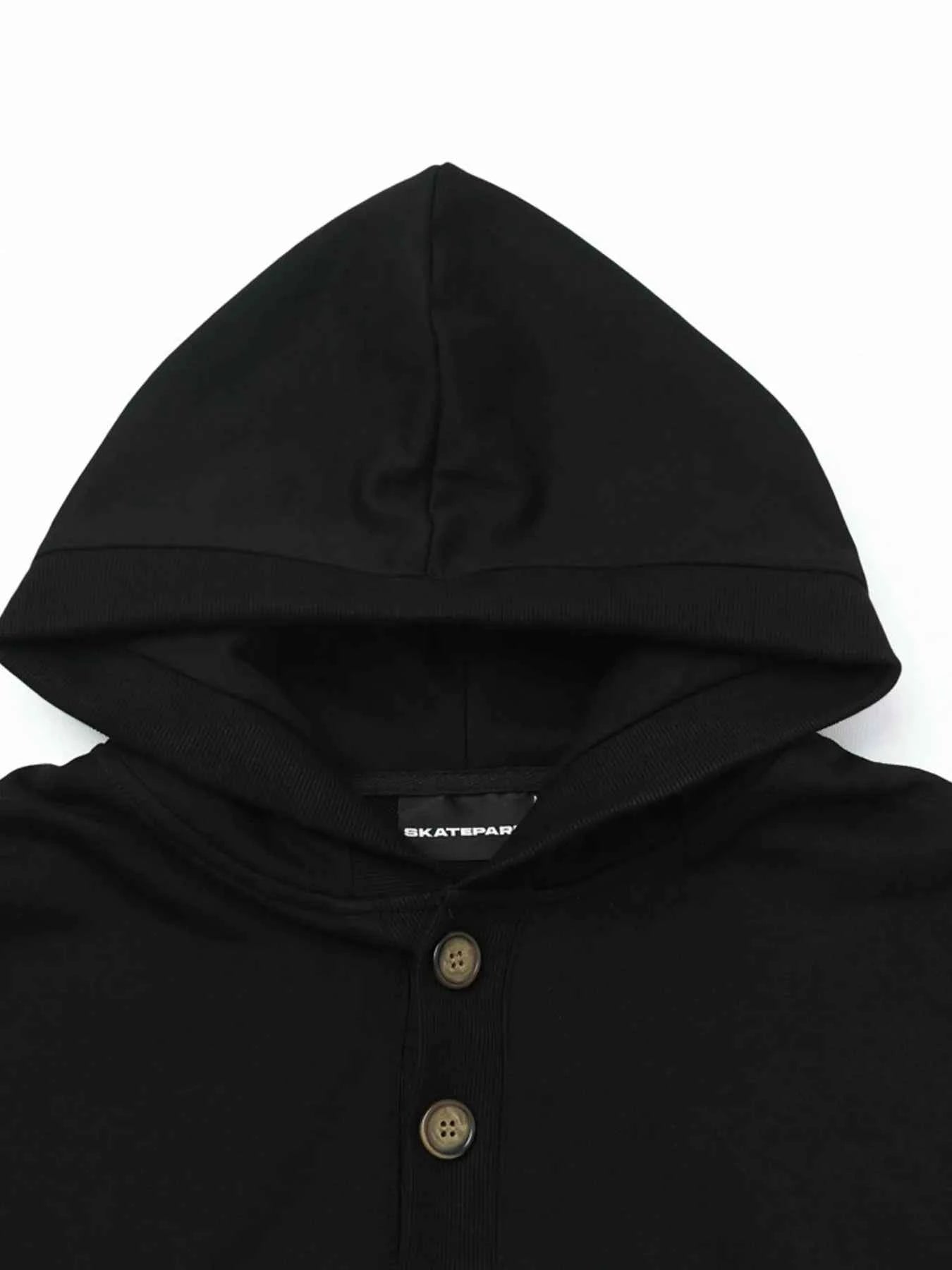 Men's Button Detail Long Sleeve Hoodie