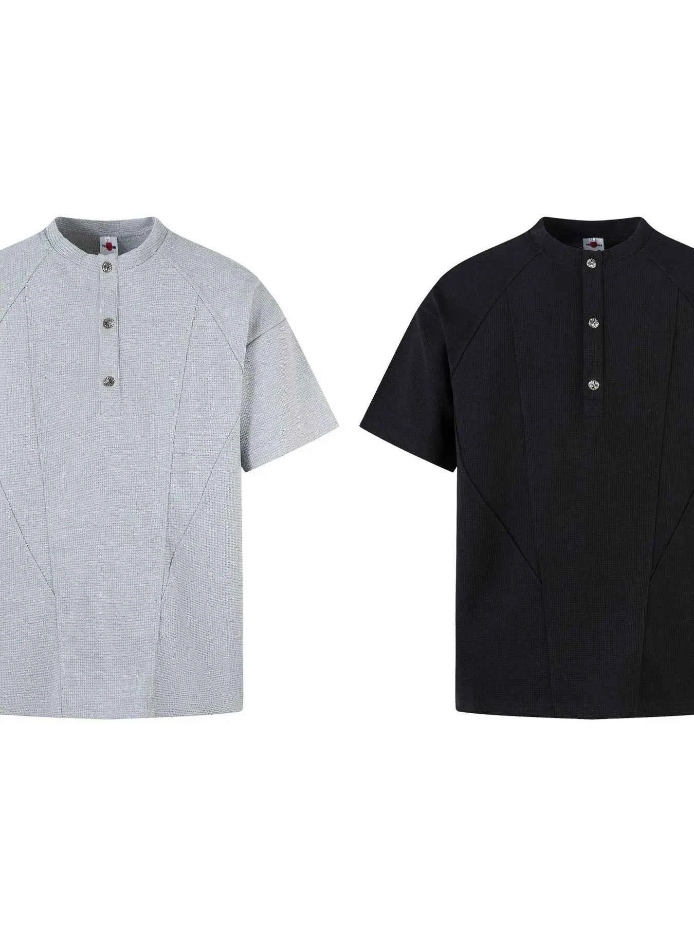 Men's Henley Structured Waffle-Knit T-Shirt