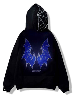 Men's Rhinestone Bat Zip Up Hoodie - Damned Threads