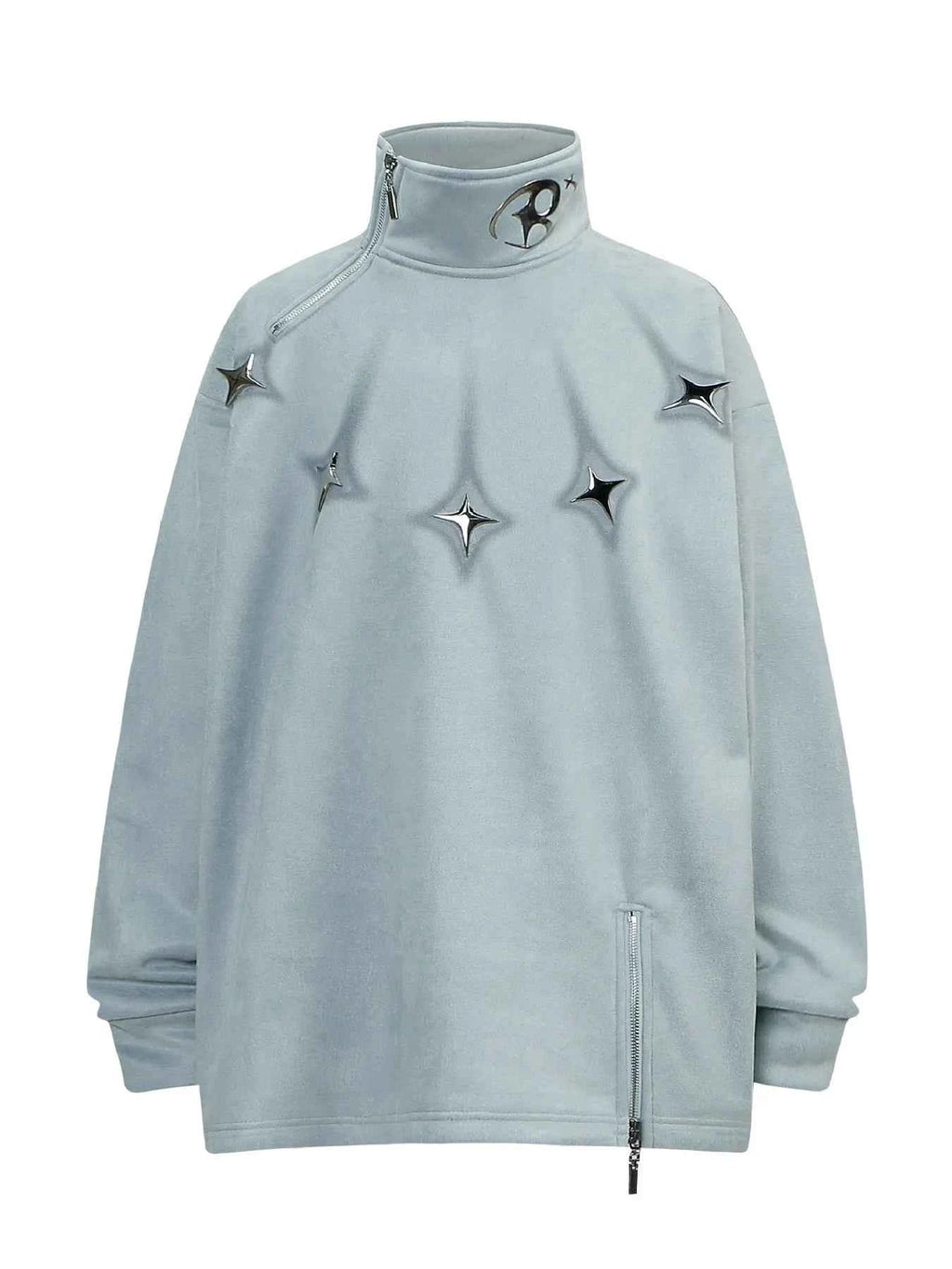 Men's Oversized Zipper Detail Turtleneck Sweatshirt