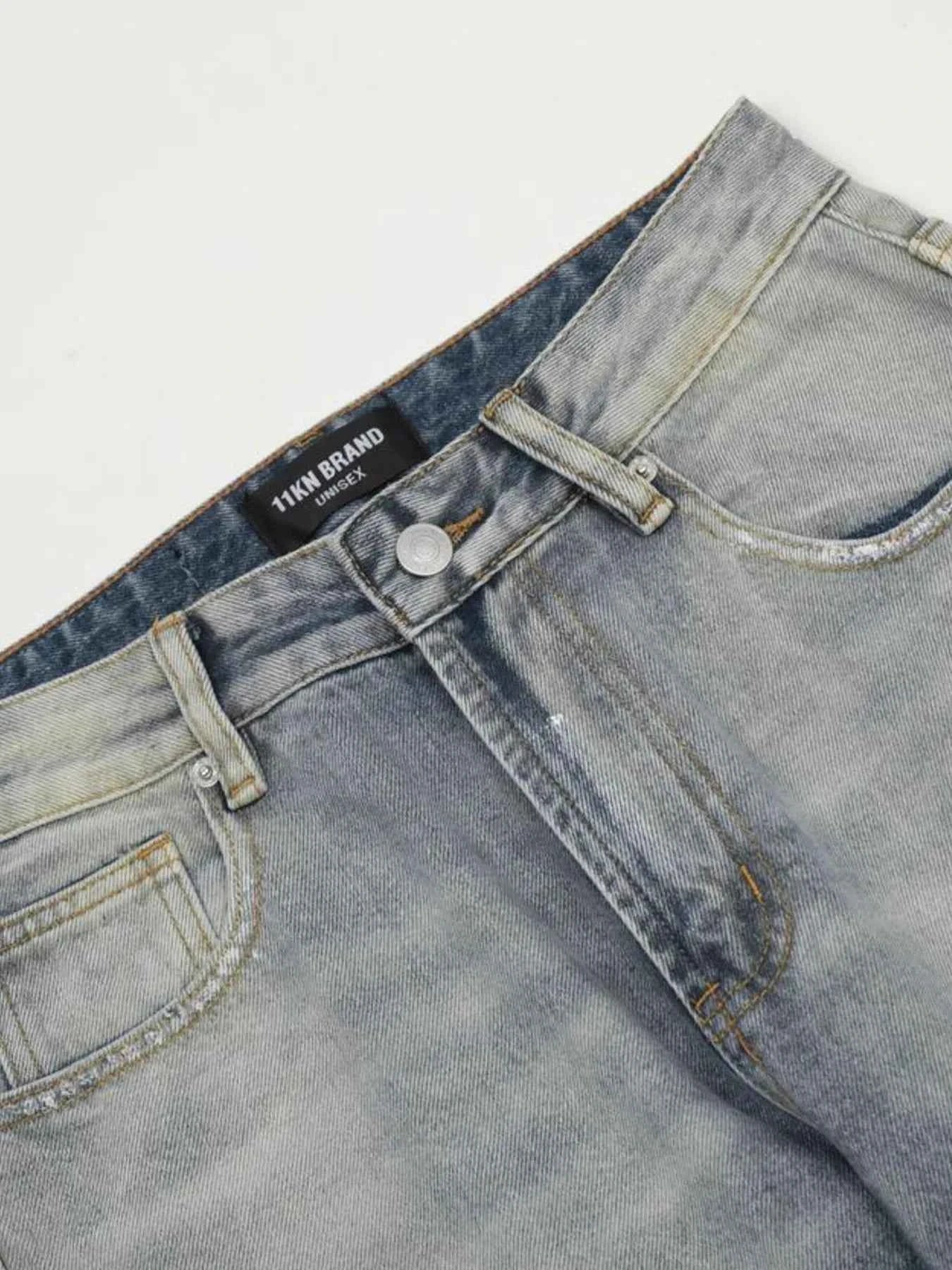 Men's Vintage Washed Gradient Distressed Flare Jeans