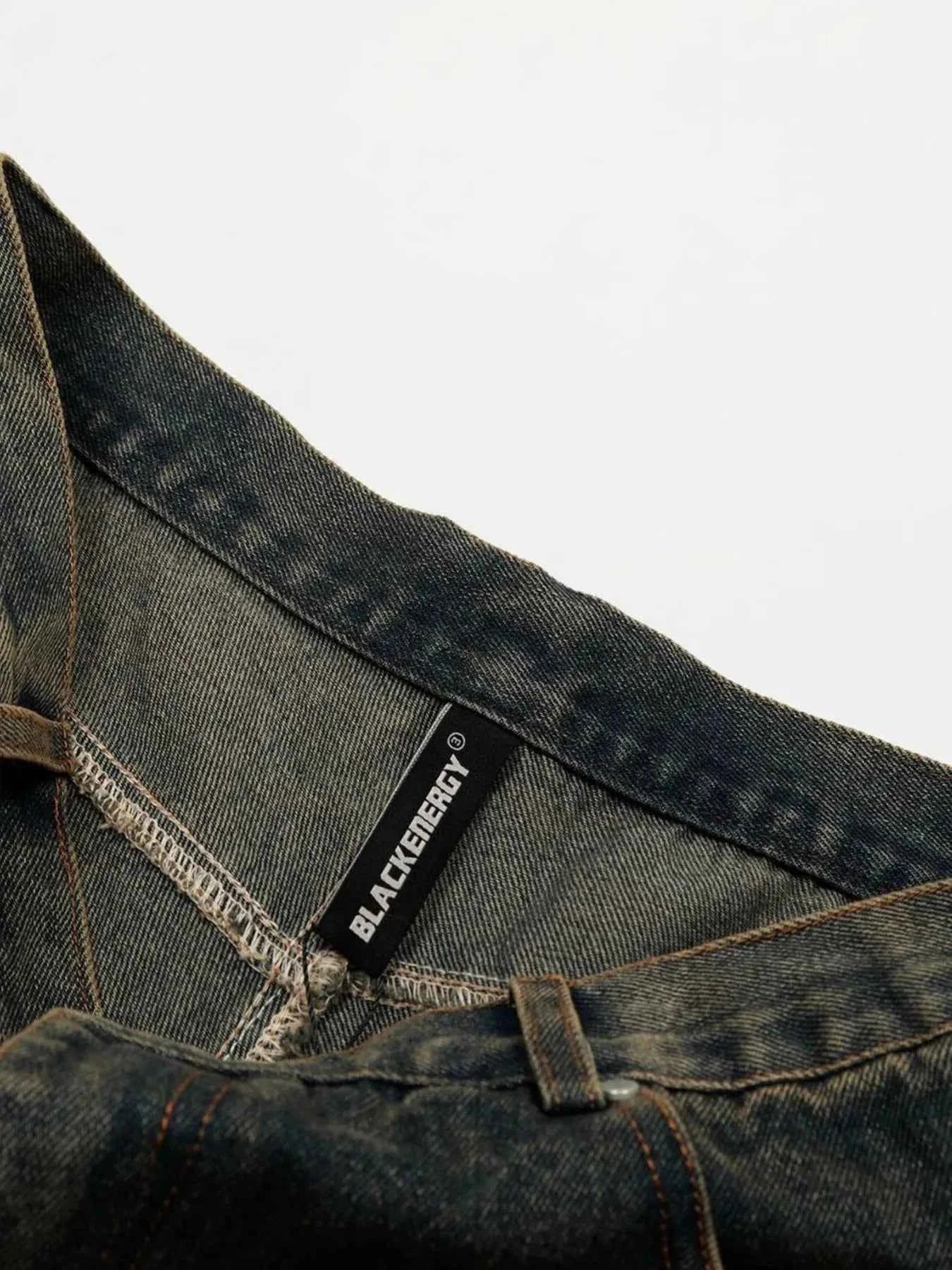 Men's Washed High-Waist Baggy Denim Shorts