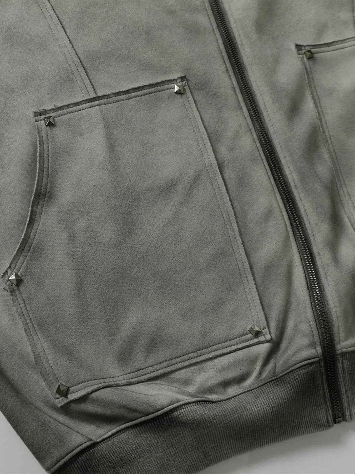 Men's Studded Zip Up Oversized Hoodie