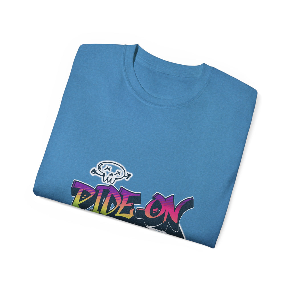 Ride-On - Unisex Cotton Tee (Front) - Damned Threads
