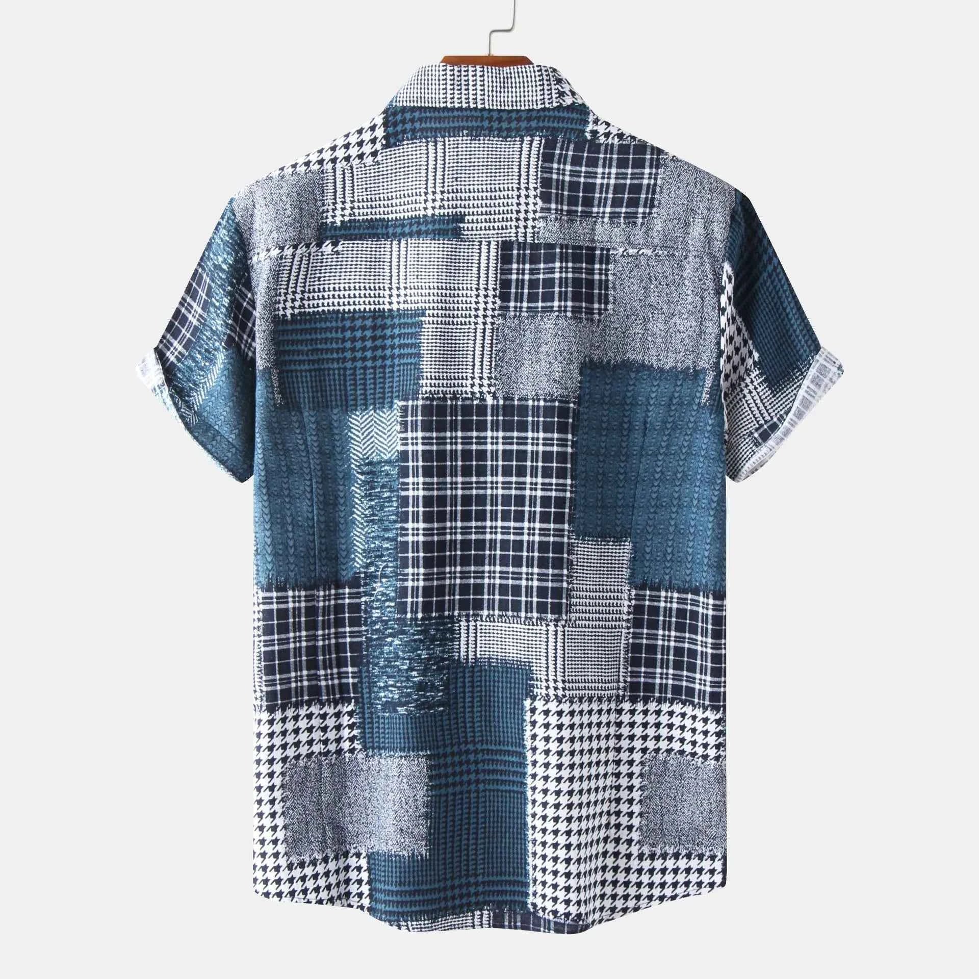 Men's Plus Size Plaid Short Sleeve Button-Up Shirt