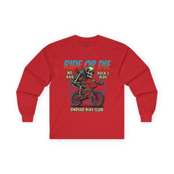 Ride Or Die - Unisex Cotton Long Sleeve Tee (Front) - Damned Threads