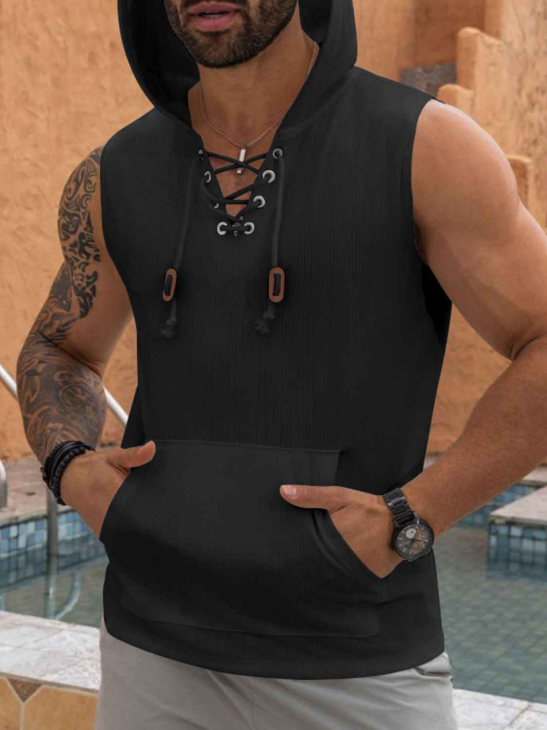 Men's Lace Up Hooded Top - Damned Threads