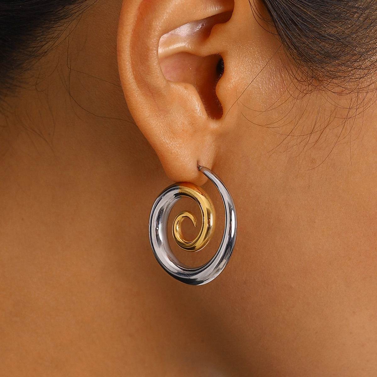 18K Gold Spiral Earrings Gold & Silver - Damned Threads
