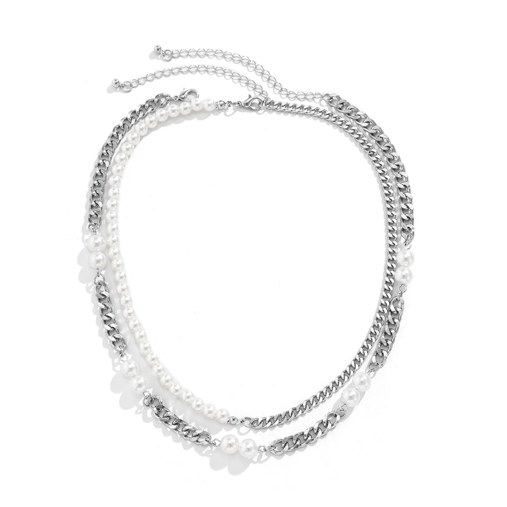 Double Layered Pearl Chain Necklace - Damned Threads