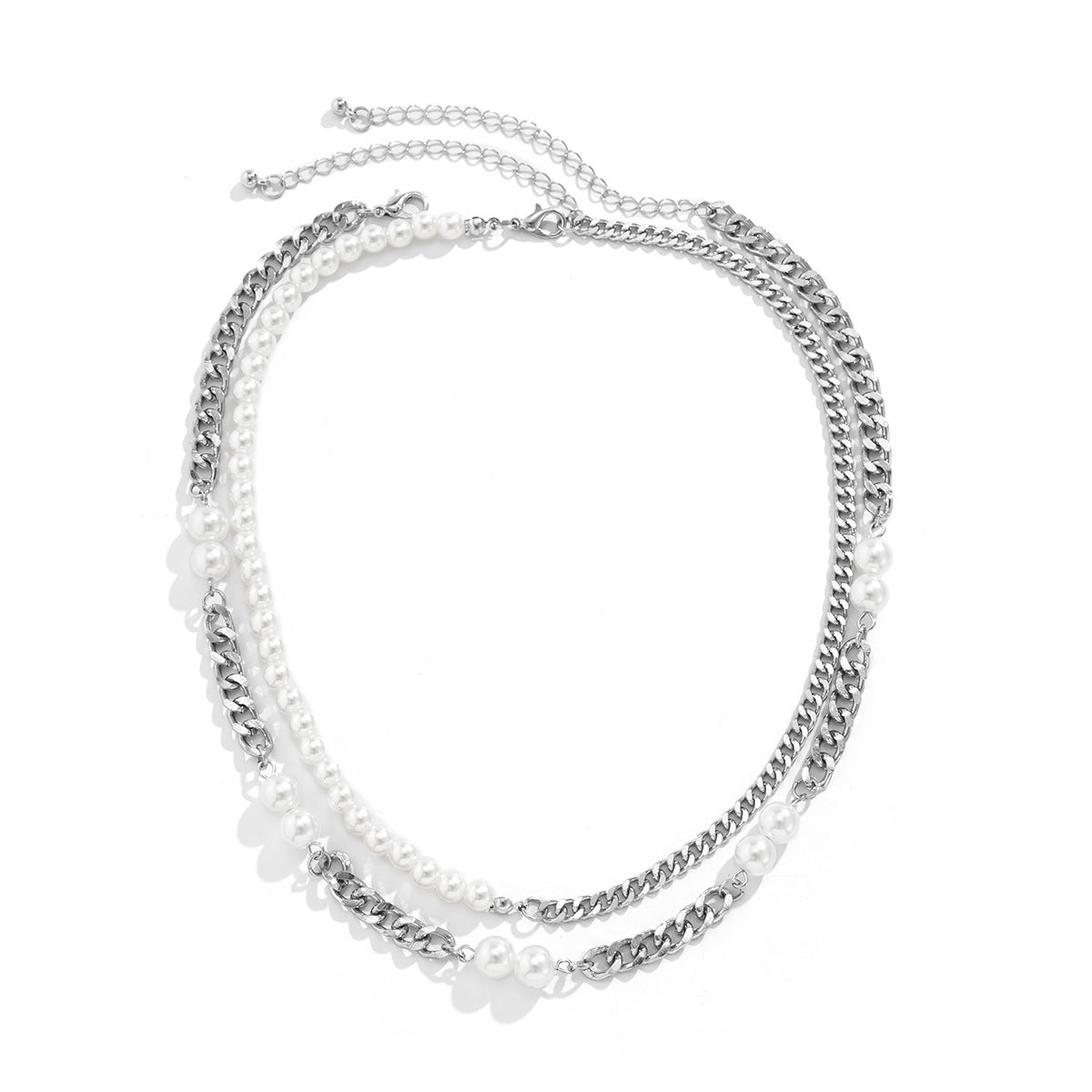 Double Layered Pearl Chain Necklace - Damned Threads