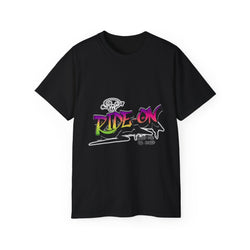 Ride-On - Unisex Cotton Tee (Front) - Damned Threads
