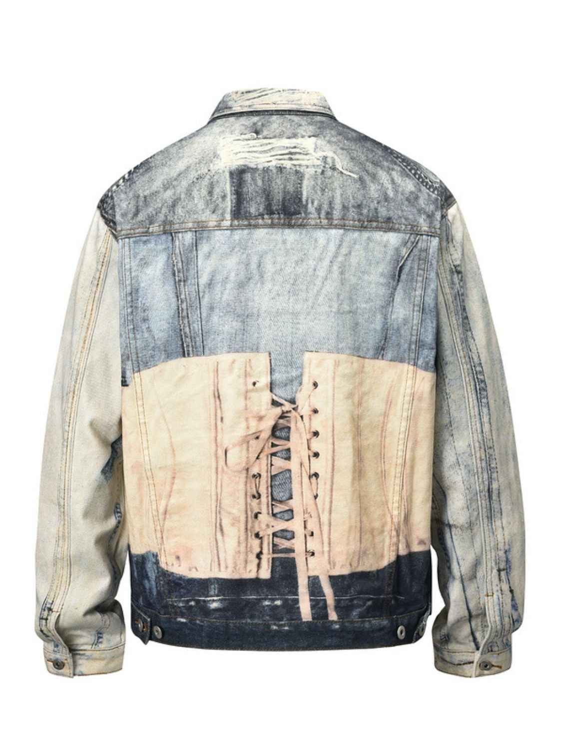 Men's Lace Up Back Button Up Denim Jacket - Damned Threads