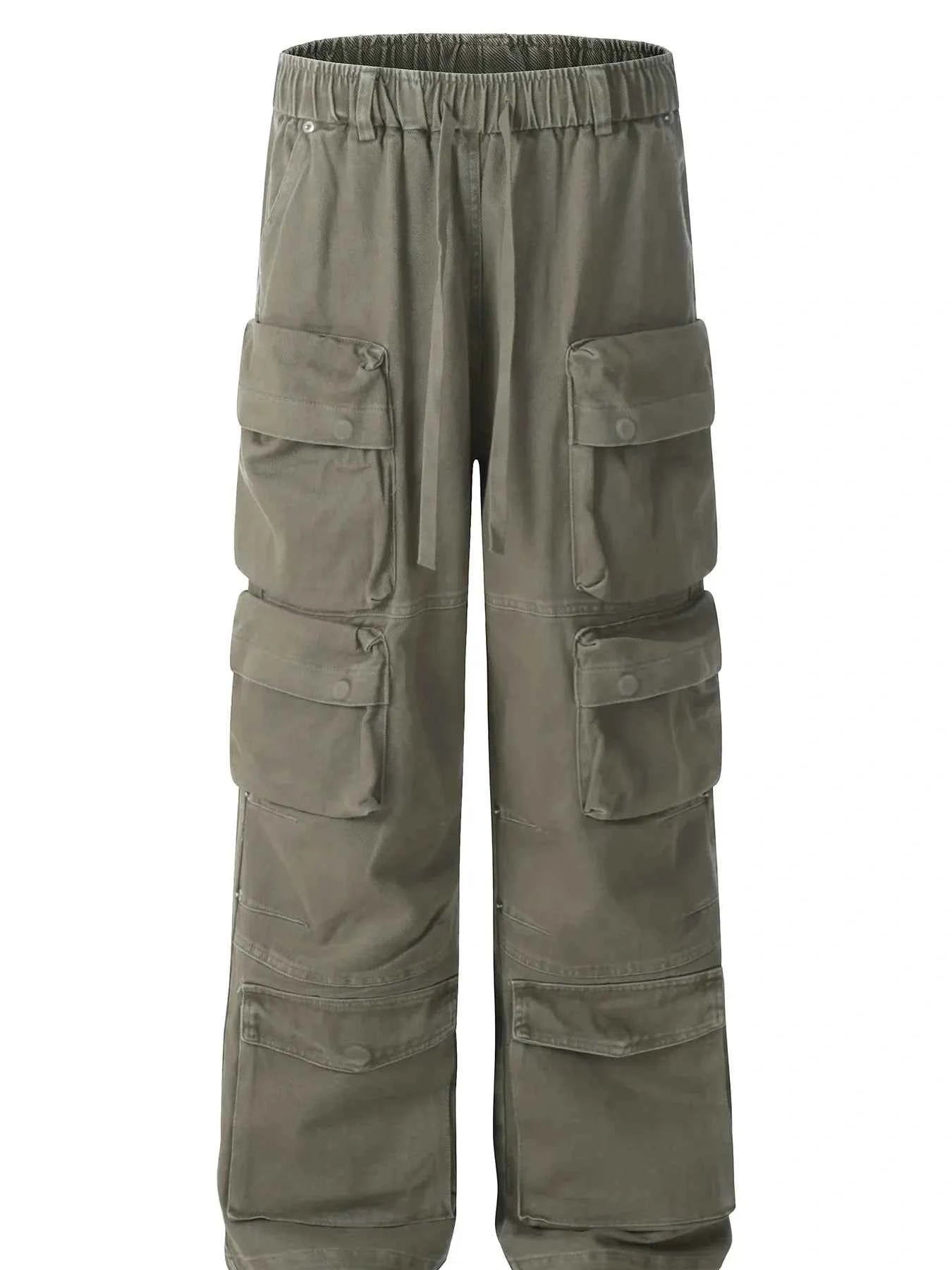 Men's Multi-Pocket Cargo Pants with Elastic Waistband