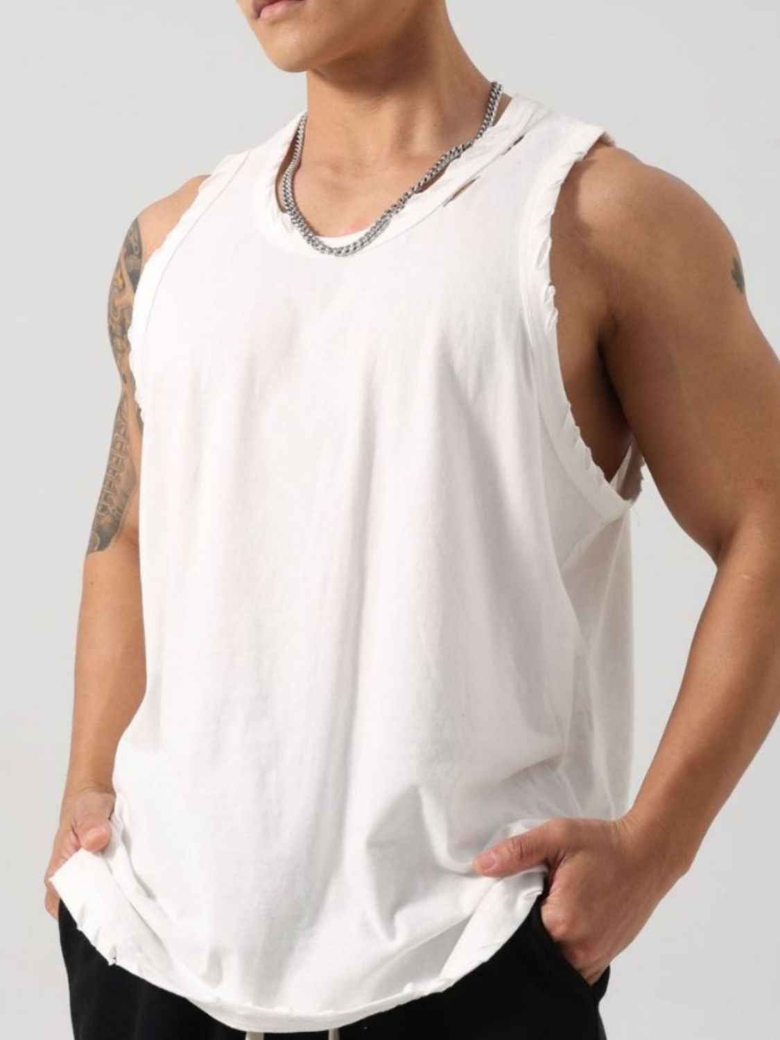 Men's Distressed Hem Tank - Damned Threads