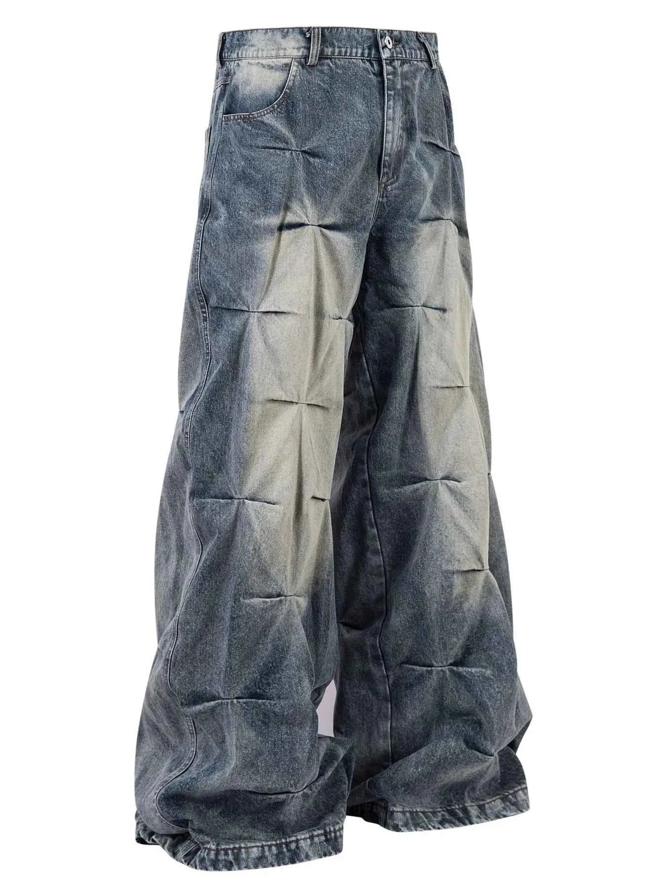 Men's Ruched Wide Leg Jeans