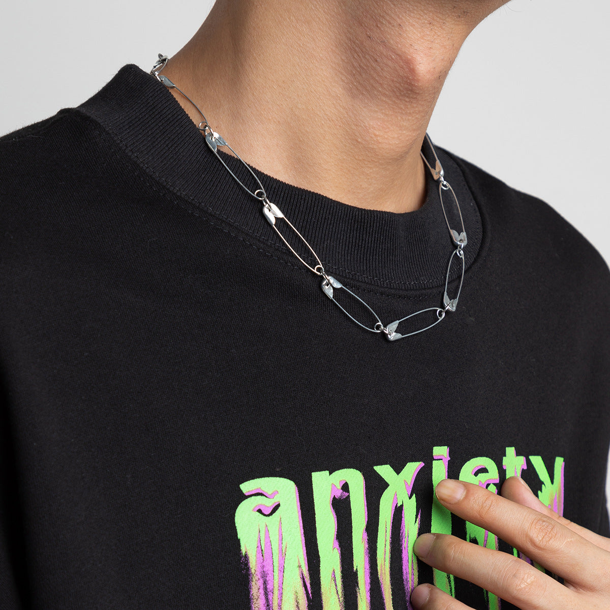 Safety Pin Chain Necklace - Damned Threads