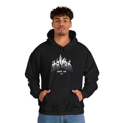 Never Give Up - Unisex Heavy Blend™ Hooded Sweatshirt (Front) - Damned Threads