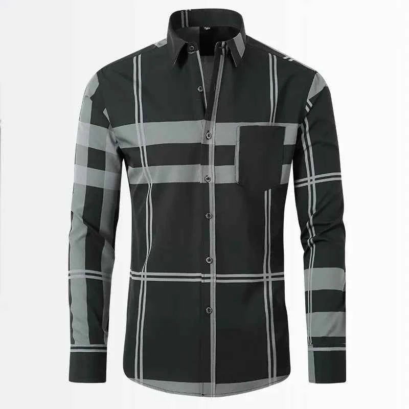 Men's Geometric Pattern Long Sleeve Button-Down Shirt