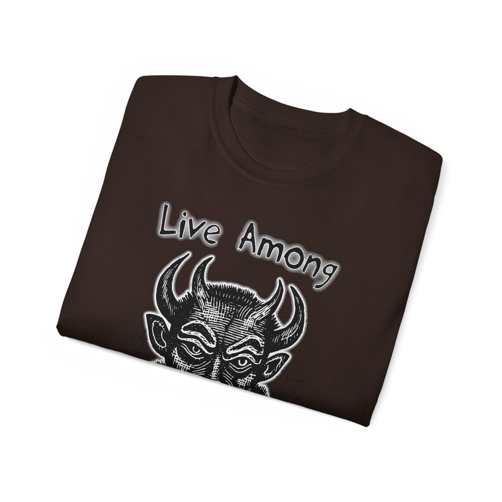 Live Among Demons - Unisex Cotton Tee (Front) - Damned Threads