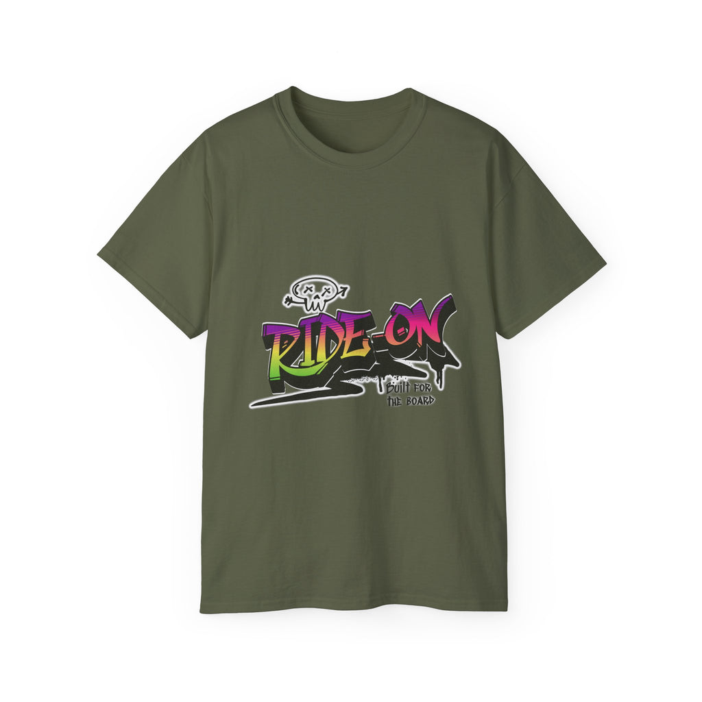 Ride-On - Unisex Cotton Tee (Front) - Damned Threads