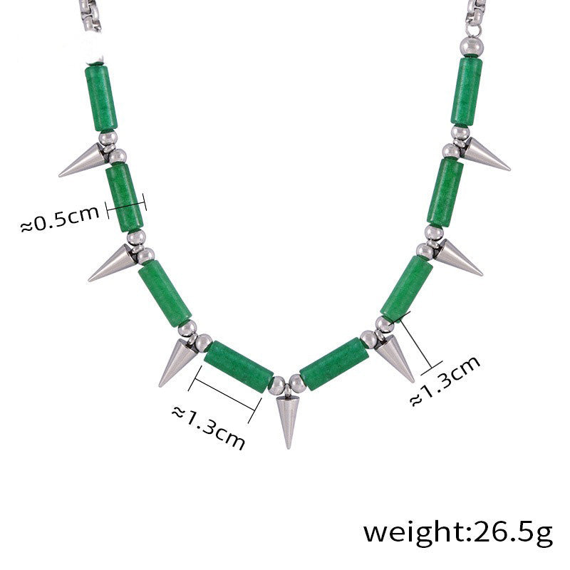 Spikes & Gem Bead Necklace - Damned Threads