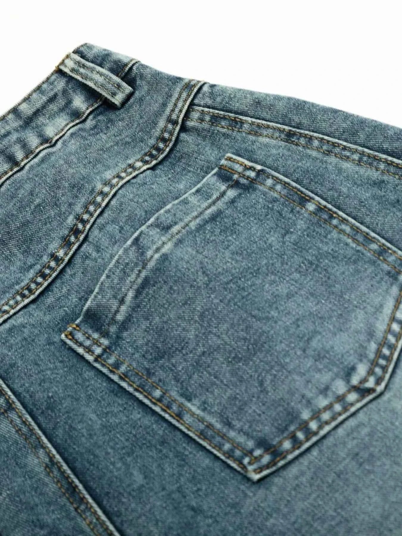 Men's Washed Curved Jeans with Side Stripe Detail