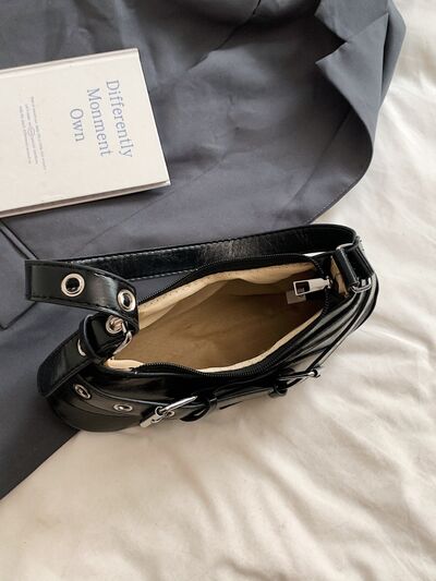 PU Leather Buckle Shoulder Bag - Damned Threads
