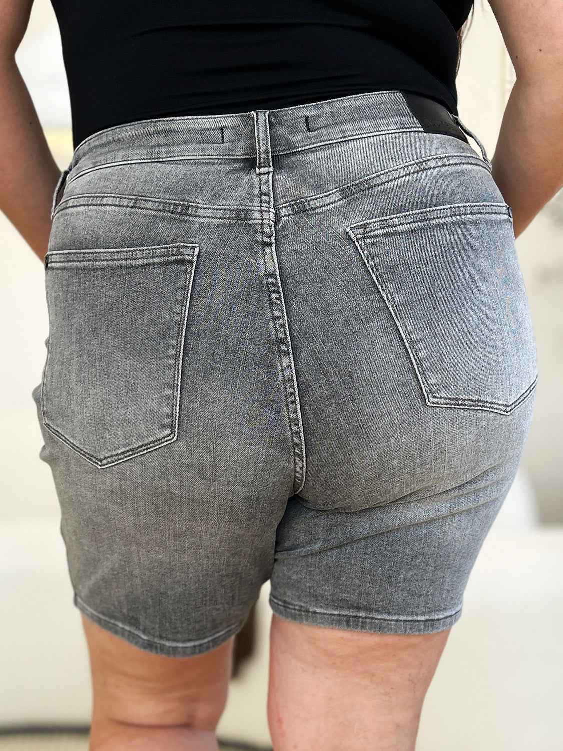 Judy Blue Full Size High Waist Washed Denim Shorts - Damned Threads