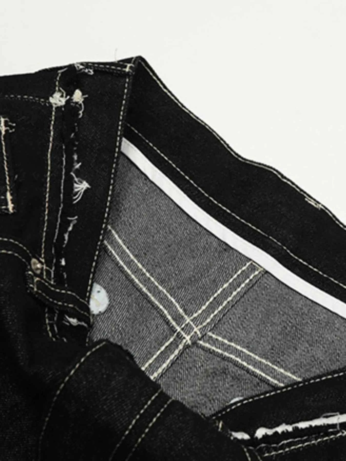 Men's Washed Frayed Hem Cuff Jeans