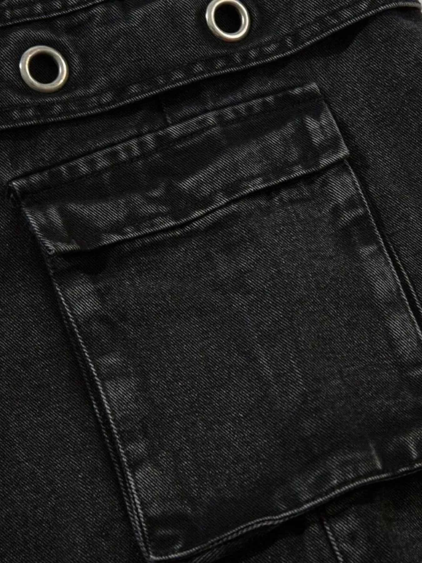 Men's Wide Leg Cargo Denim Jeans with Multi Pockets