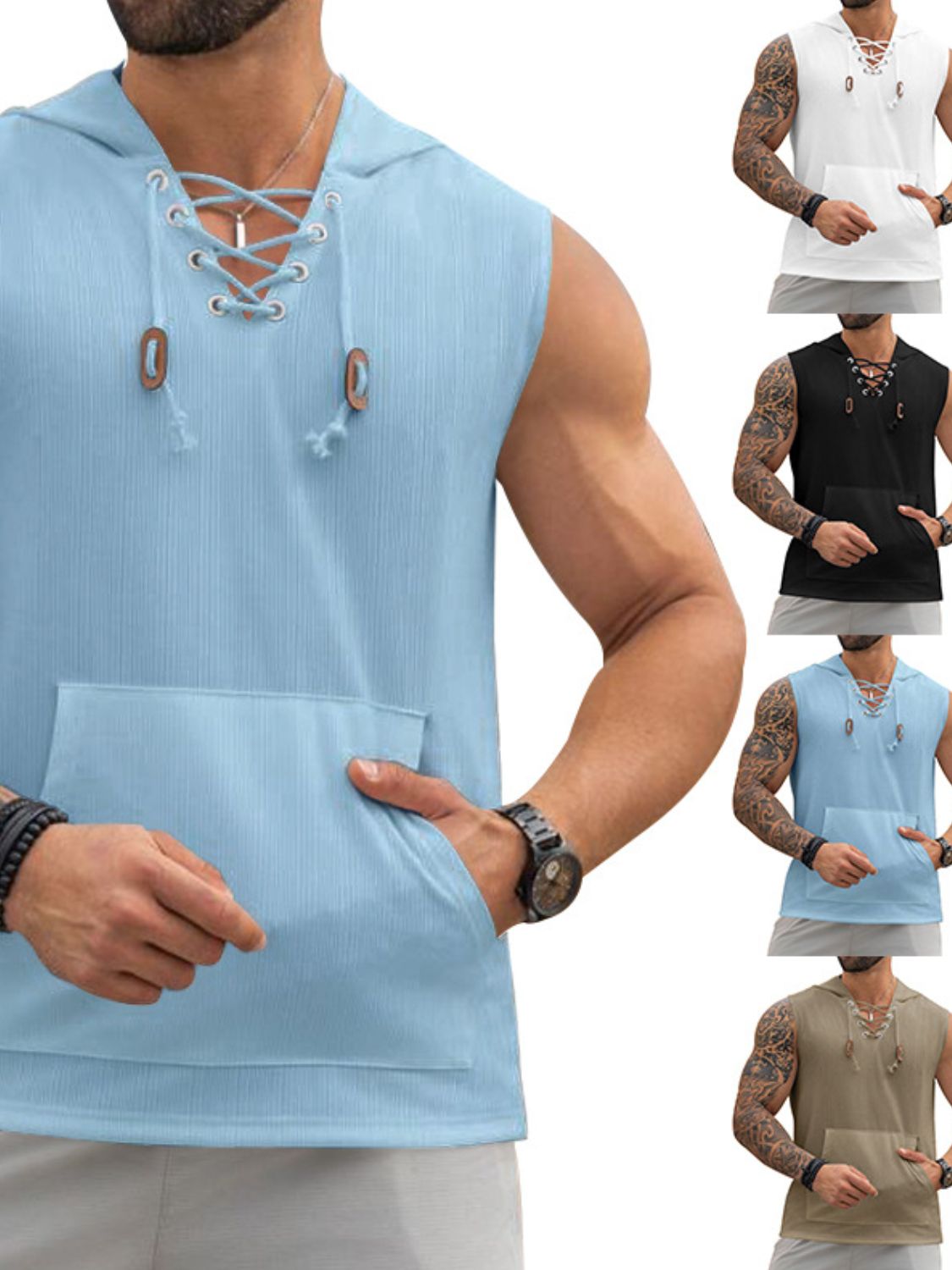 Men's Lace Up Hooded Top - Damned Threads