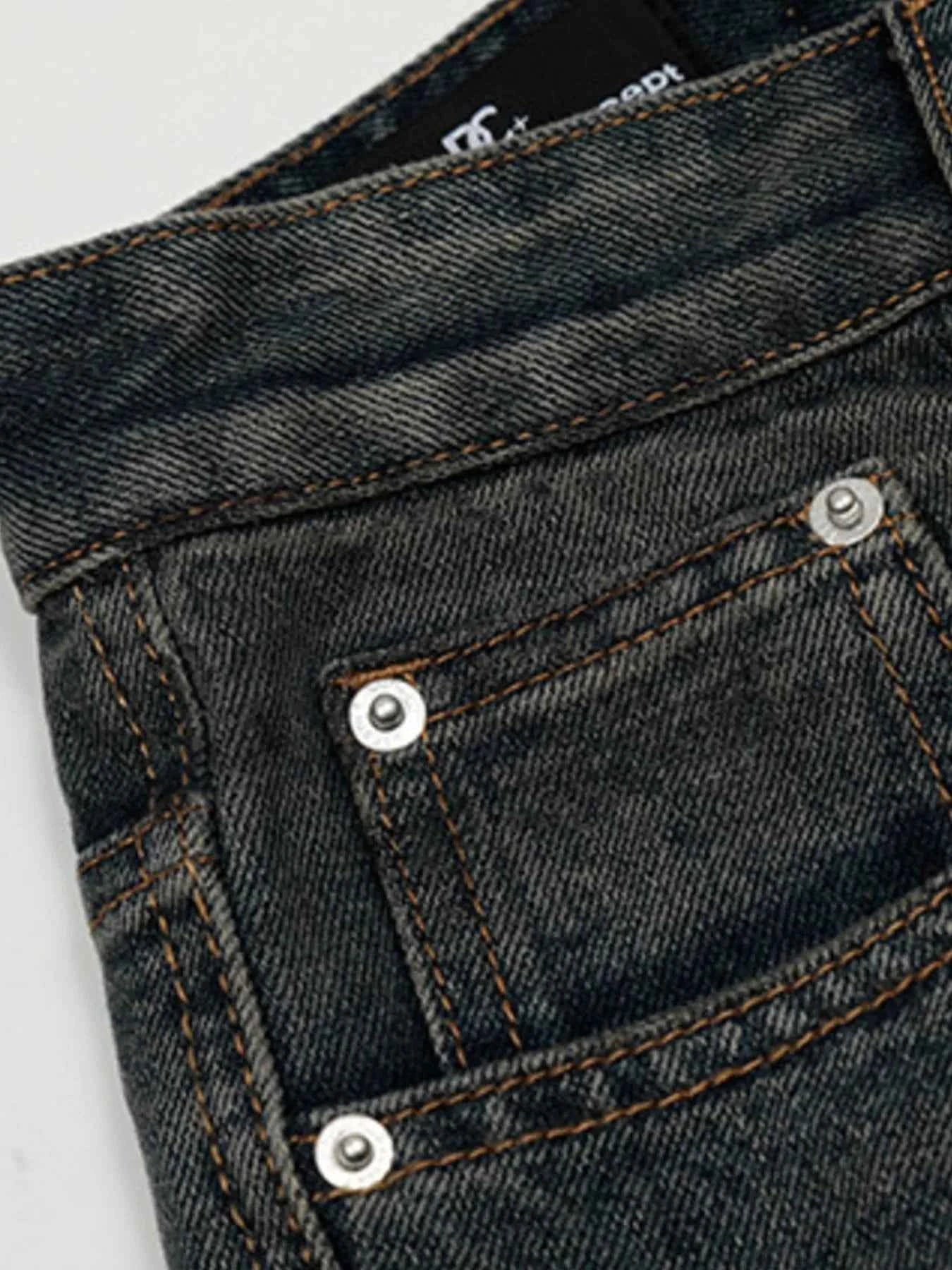 Men's High Waist Washed Jeans