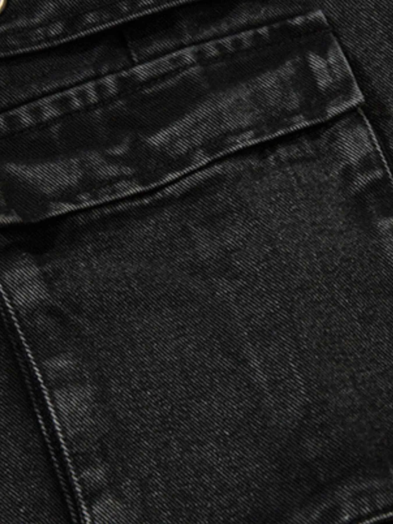 Men's Wide Leg Cargo Denim Jeans with Multi Pockets