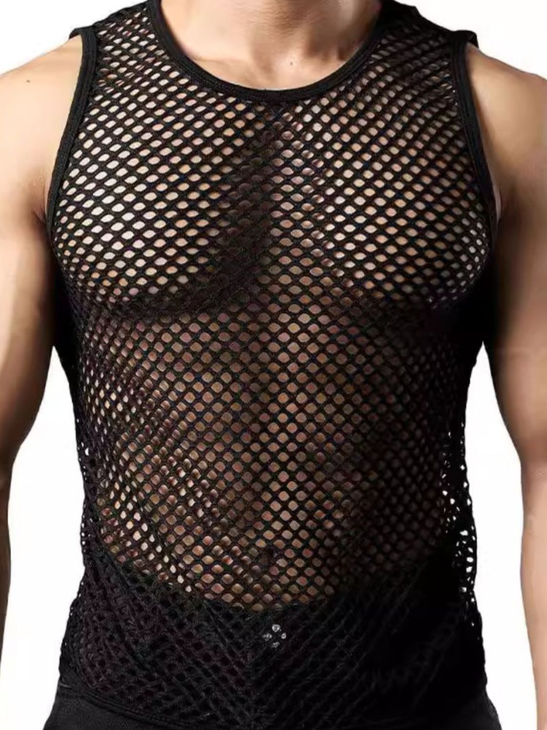 Men's Fishnet Round Neck Tank - Damned Threads