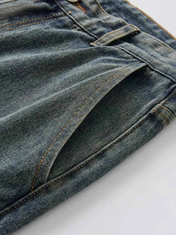 Men's Full Size Washed Cargo Wide Leg Jeans Plus Size